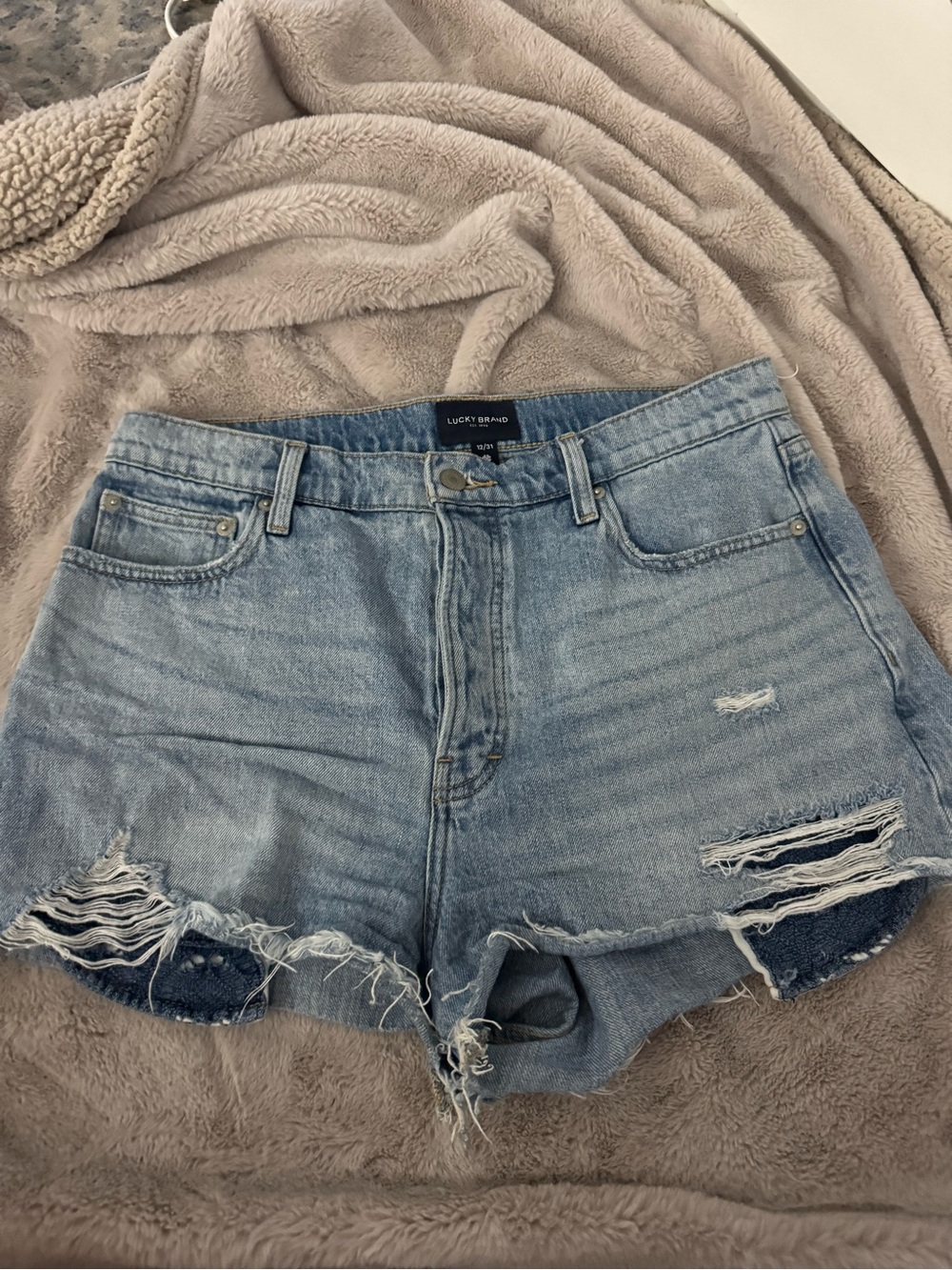 Lucky Brand Light Wash Distressed Denim Cutoff Shorts